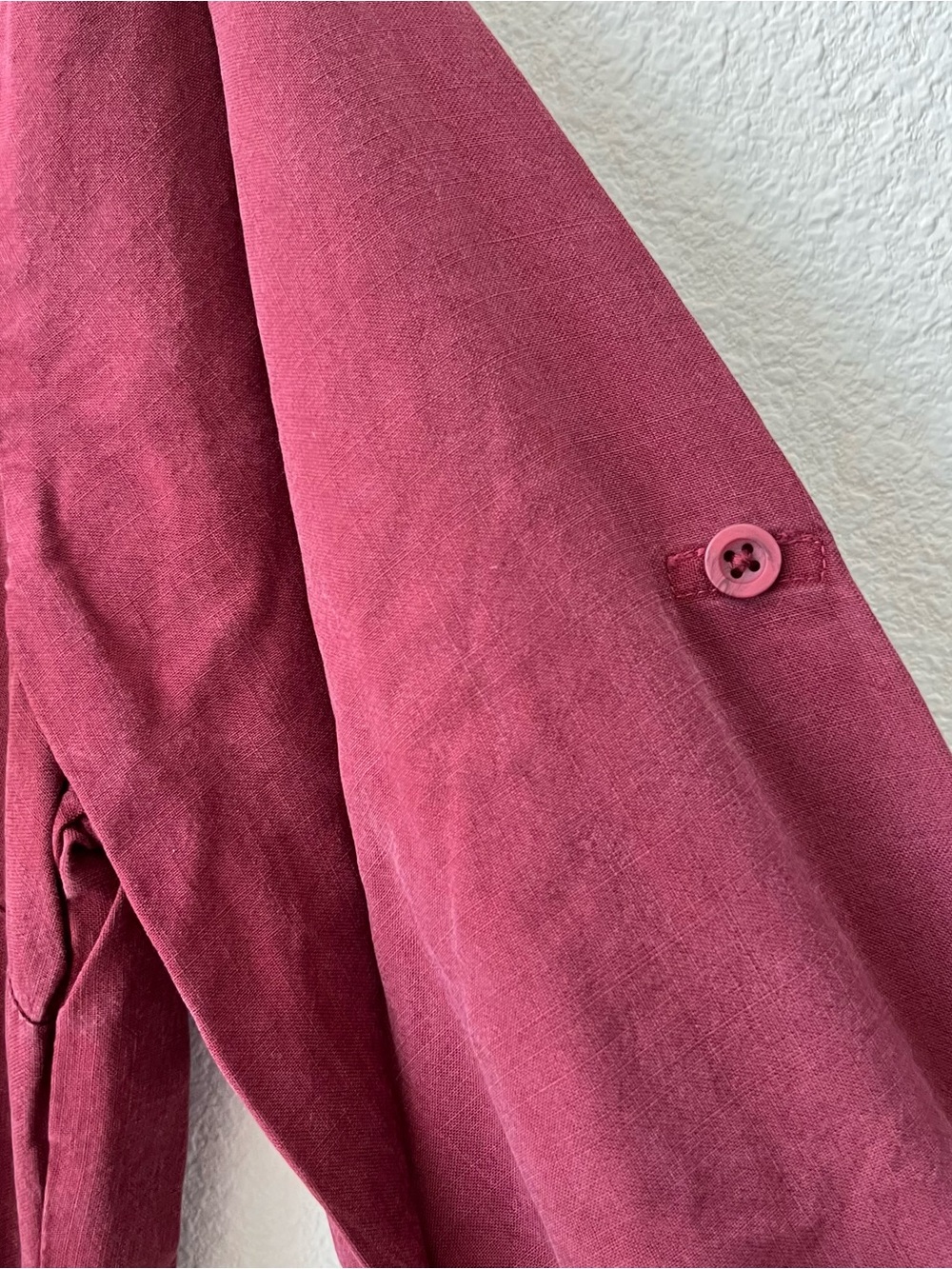 Cloth and Stone Button-Front Shirt Dress in Deep Red - Picture 3 of 10